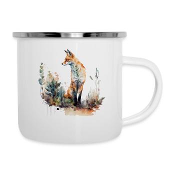 Fuchs Wald Tiere Tiermotiv Kunst Motiv Fuchs - Emaille-Tasse - Weiß - Rechts