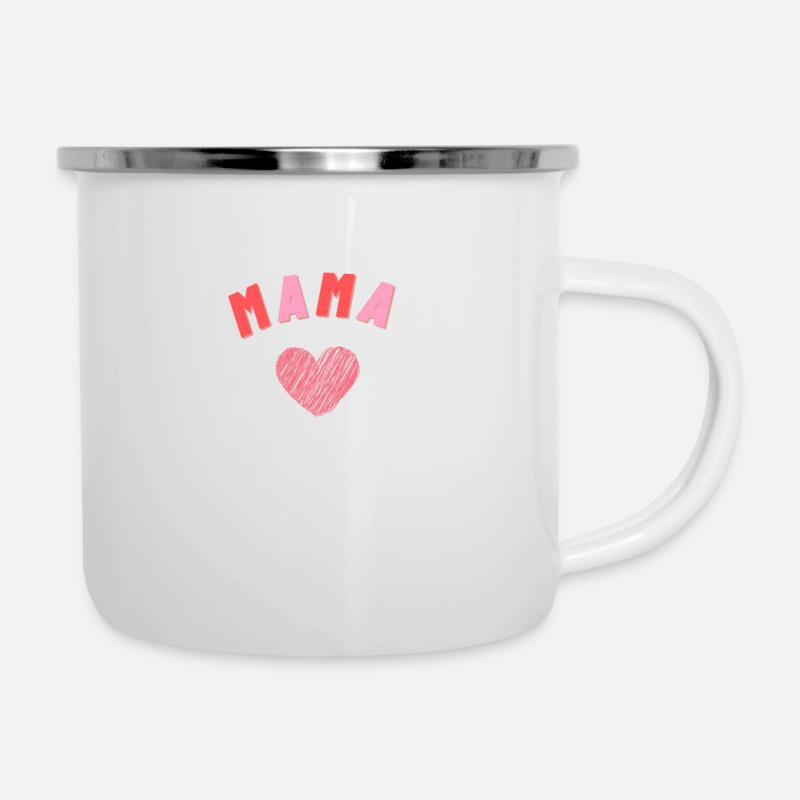 Mama - Muttertags Geschenk - Emaille-Tasse - Weiß