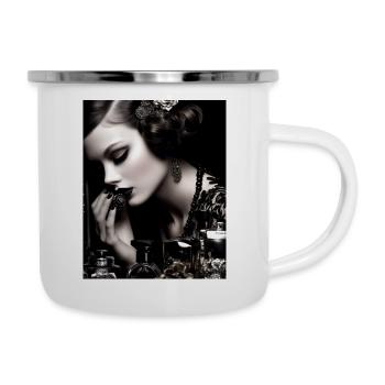 Belle femme noir & blanc - Tasse émaillée - blanc - Droite