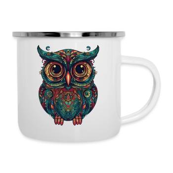 Beautiful owl with big eyes - Camper Mug - white - Right