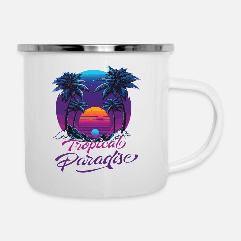 Paradis tropical Coucher de soleil - Tasse émaillée - blanc