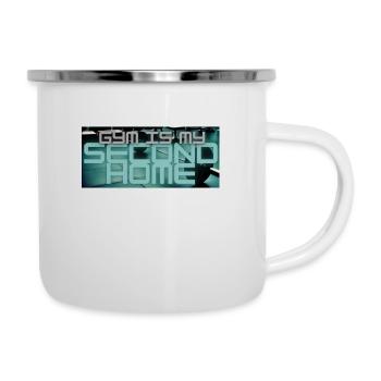 Gym Is My Second Home - Emaille-Tasse - Weiß - Rechts