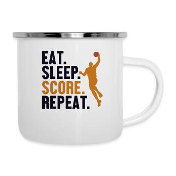 Manger Score de sommeil Répéter Basketballer Basketballfan - Tasse émaillée - blanc - Droite