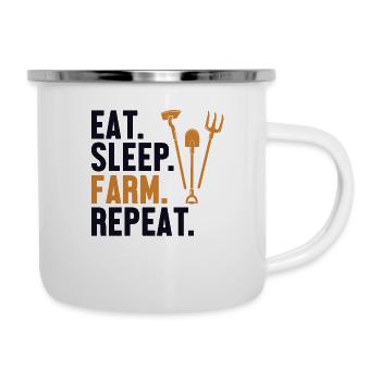 Manger dormir Ferme Répéter Agriculture Agriculteur biologique - Tasse émaillée - blanc - Droite
