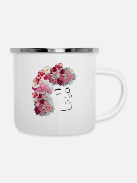 Feminin Power - Emaille-Tasse - Weiß