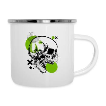 Green Skull - Emaille-Tasse - Weiß - Rechts