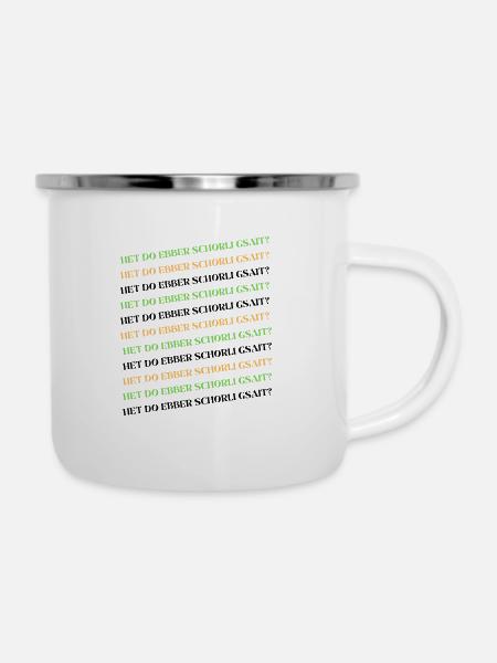 schorli grün - Emaille-Tasse - Weiß