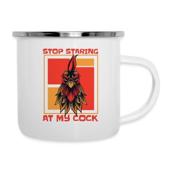 Arrêtez de regarder ma bite Agriculture Agriculteur biologique - Tasse émaillée - blanc - Droite