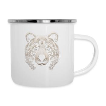 Toile abstraite d’ours Op Art - une nature sauvage moderne - Tasse émaillée - blanc - Droite