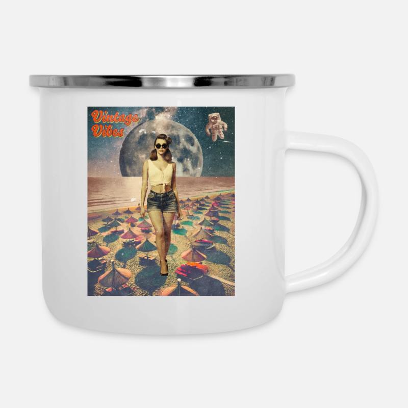 Affiche Plage Retro Vibes - Tasse émaillée - blanc