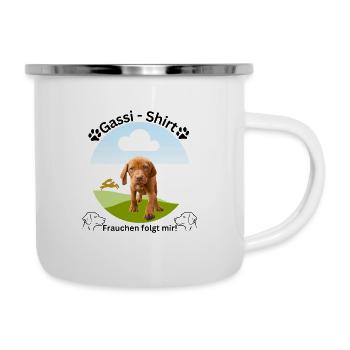 Chemise de chien, promenade de chien, Vizsla, tendance, moderne, chien - Tasse émaillée - blanc - Droite