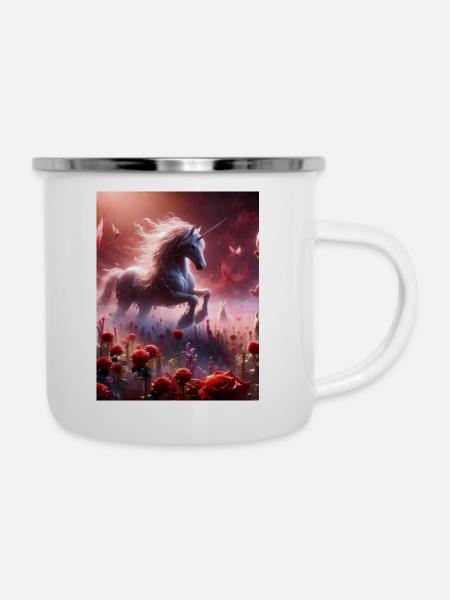 Mystik der Rose - Emaille-Tasse - Weiß