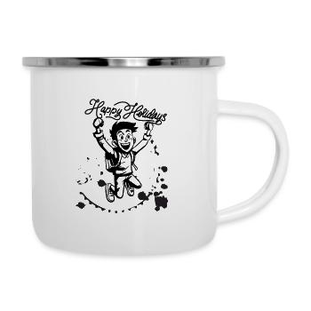 HAPPY HOLIDAYS - Emaille-Tasse - Weiß - Rechts