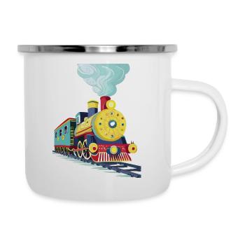 Eine niedliche Lokomotive - Emaille-Tasse - Weiß - Rechts
