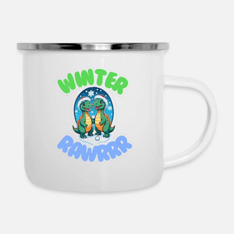 WINTER RAWRRR - Emaille-Tasse - Weiß