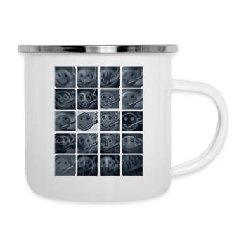 Rauchende Gesichter - Emaille-Tasse - Weiß - Rechts