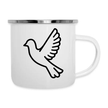 Taube - Emaille-Tasse - Weiß - Rechts