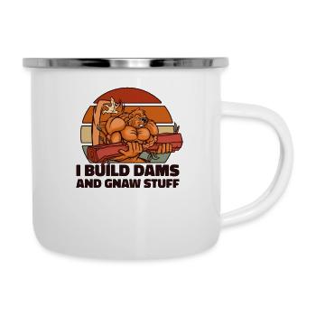 Ich baue Dämme und nage Sachen Nordamerikanisch - Emaille-Tasse - Weiß - Rechts