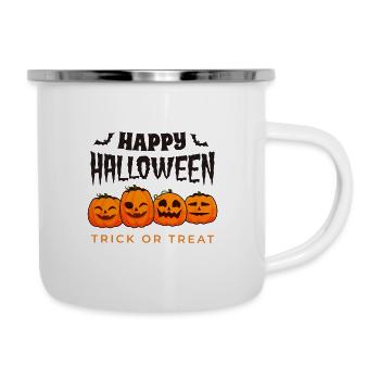 Frohes Halloween, Süßes oder Saures - Emaille-Tasse - Weiß - Rechts