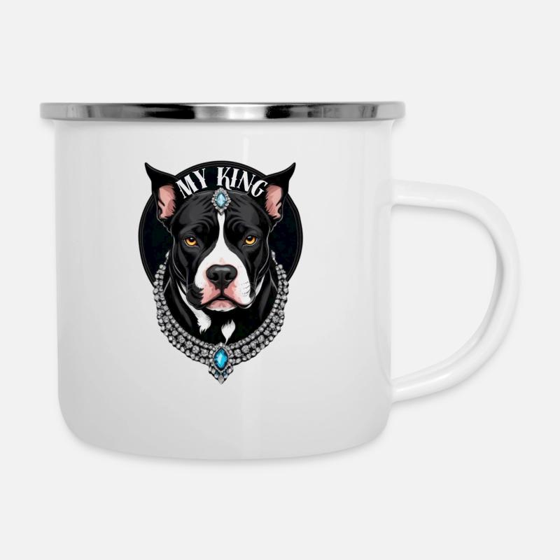My King the Pitbull - Emaille-Tasse - Weiß