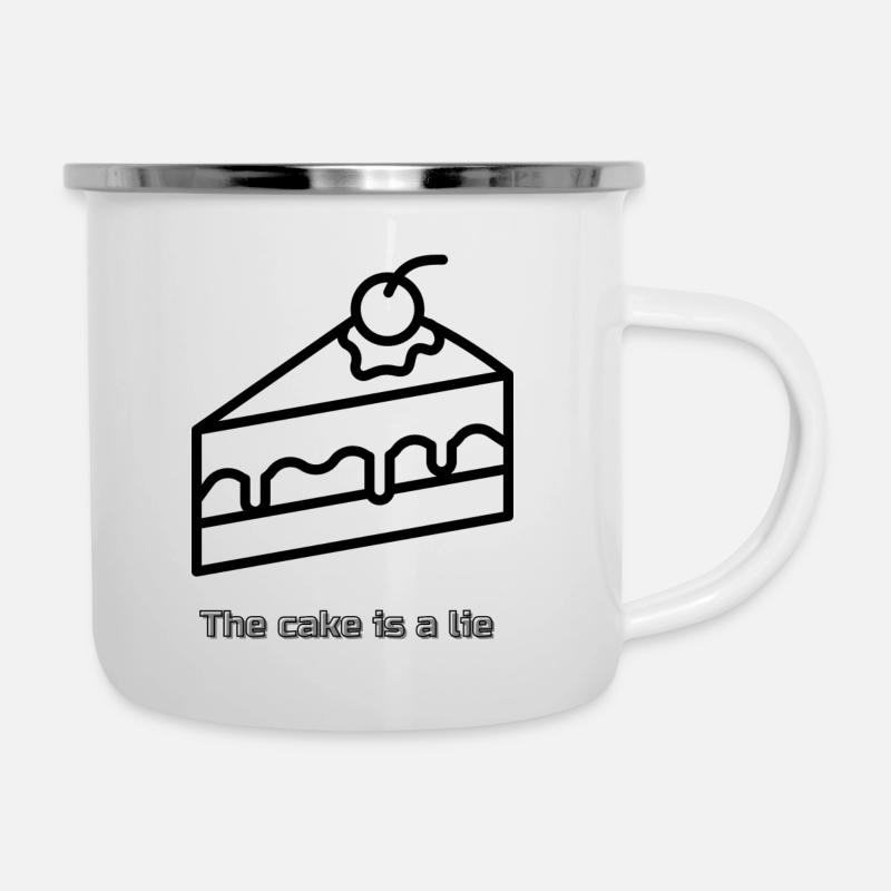 The Cake Is a Lie - Camper Mug - white