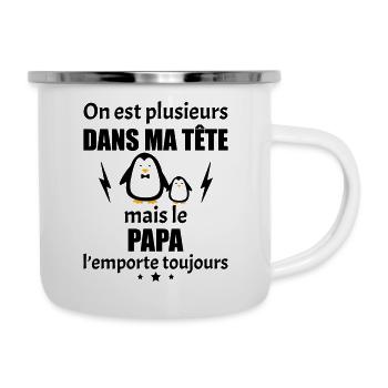 On est plusieurs dans ma tête Papa,fête des pères - Tasse émaillée - blanc - Droite