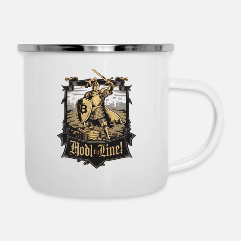 Hodl Die Linie! - Emaille-Tasse - Weiß