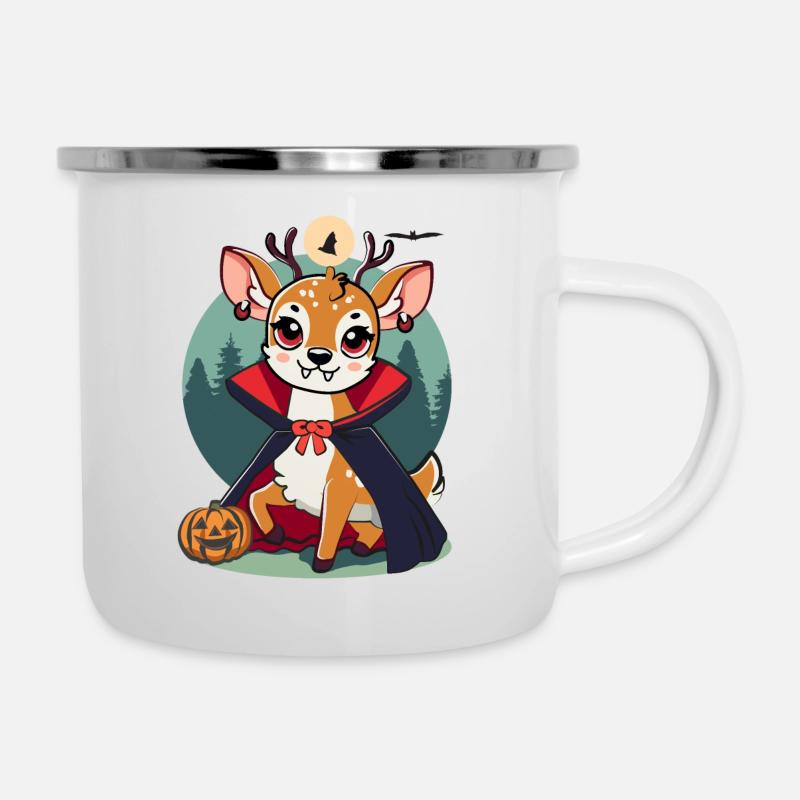 Halloween Reh - Emaille-Tasse - Weiß