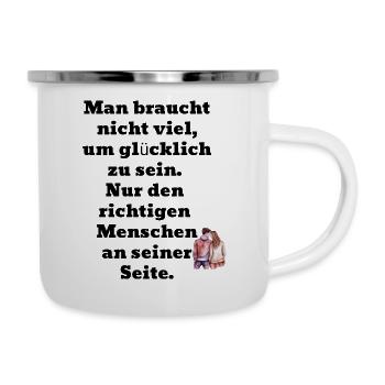 Liebe - Emaille-Tasse - Weiß - Rechts