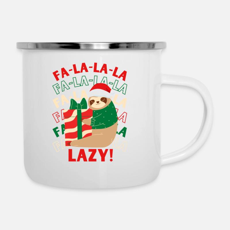 Christmas sloth with a gift - Camper Mug - white