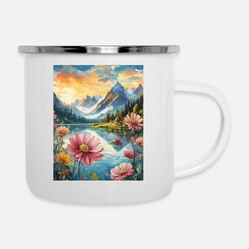 Montagnes - Tasse émaillée - blanc