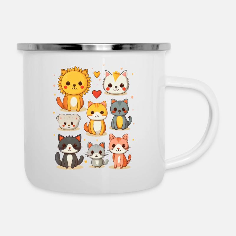 Illustration de chats mignons - Tasse émaillée - blanc