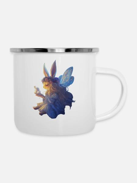 Fairy Bunny - Emaille-Tasse - Weiß