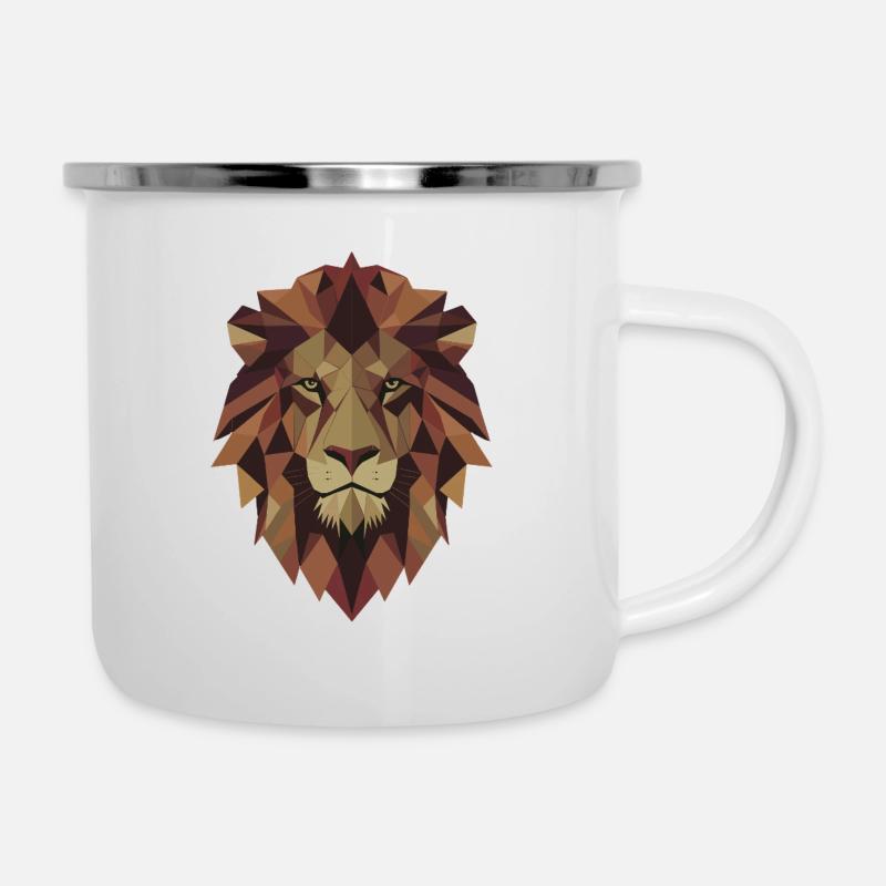 Polygone Lion - Roi de la jungle - Tasse émaillée - blanc