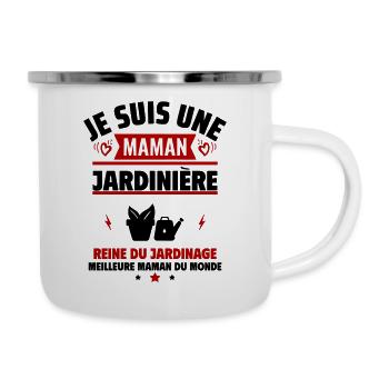 Je suis une maman jardinière,cadeau fête des mères - Tasse émaillée - blanc - Droite