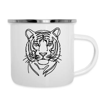 Tiger Single Line Art - Emaille-Tasse - Weiß - Rechts