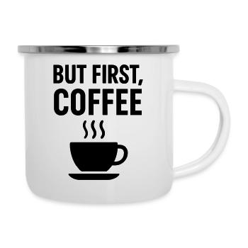 Kaffeesüchtiger Kaffee zuerst - Emaille-Tasse - Weiß - Rechts