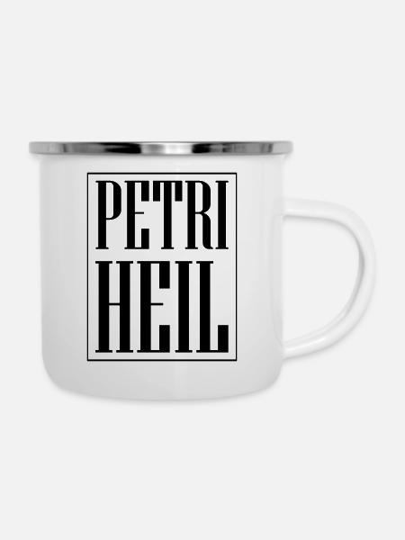 Petri Heil - Emaille-Tasse - Weiß