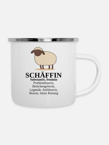 Schäffin Vorgesetzte Chef Schaf - Emaille-Tasse - Weiß