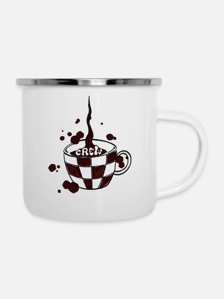 Coffee_Crew - Emaille-Tasse - Weiß
