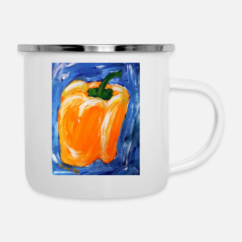 Le poivre orange dans l’expressionnisme - Tasse émaillée - blanc