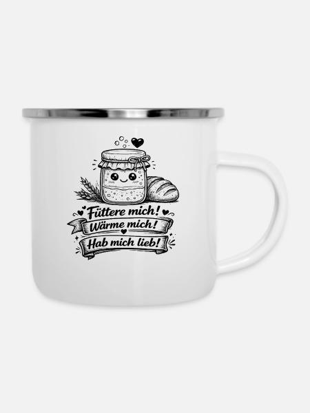 Kuscheljam Motiv Sauerteig Herz - Emaille-Tasse - Weiß