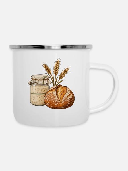 Sauerteigbrot – Gefäß, Laib und Kolben - Emaille-Tasse - Weiß
