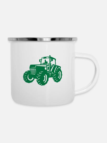 Trecker - Emaille-Tasse - Weiß
