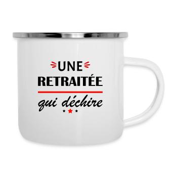 Retraitée qui déchire, cadeau départ à la retraite - Tasse émaillée - blanc - Droite
