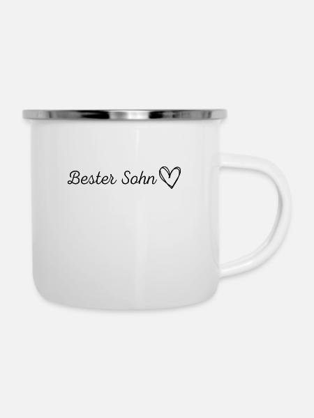 Bester Sohn Design - Emaille-Tasse - Weiß