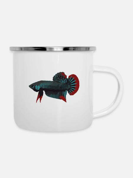 Friedlicher Kampffisch (Imbellis) - Emaille-Tasse - Weiß