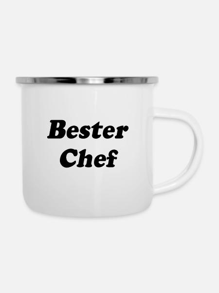 Bester Chef - Emaille-Tasse - Weiß