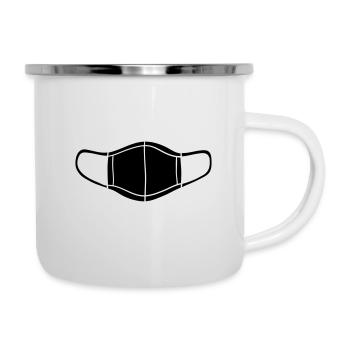 Maske Mundschutz Einwegmaske Symbol - Emaille-Tasse - Weiß - Rechts