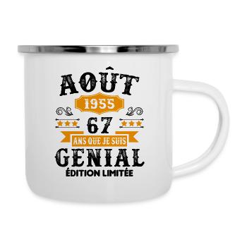67 Ans Anniversaire Vintage Né(e) en Août 1955 - Tasse émaillée - blanc - Droite